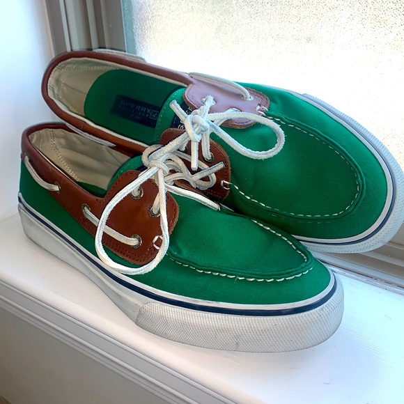 Sperry Other - SALE- Green Sperry Yacht shoes. W/ Brown leather +suede design.  size 11